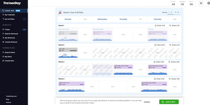 Coach Jack Plan calendar